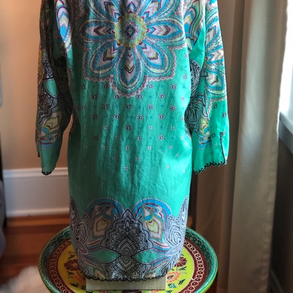 Johnny Was silk tunic top size medium Excellent! - Picture 5 of 8